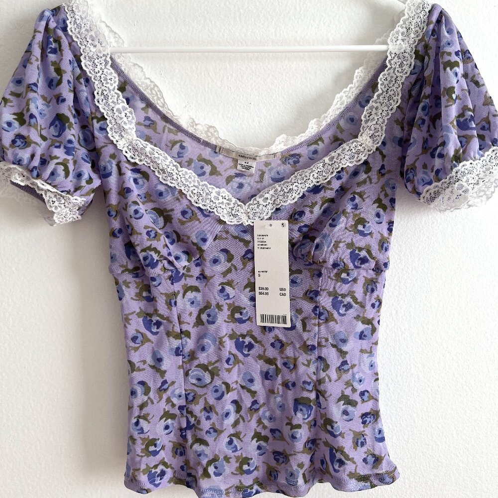 Kimchi Blue Mesh Floral Top